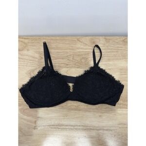 Aerie Black Lace Padded Push Up V-neck  36B #37